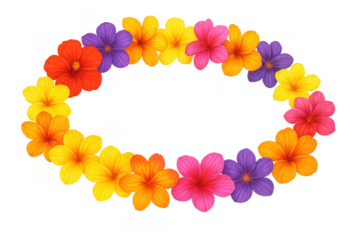 Tropical floral wreath forming an oval frame