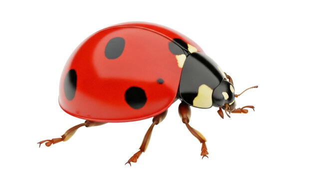 Isolated ladybug insect with red shell and black spots, macro of a bug from the beetle family - Powered by Adobe
