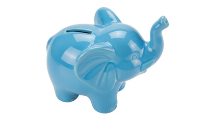 Isolated Ceramic Elephant Savings Bank Cute Blue Shiny Animal Decorative Financial Future