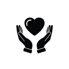 Obraz premium a black and white graphic displays two hands gently cradling a solid heart shape symbolizing protection and care high quality professional