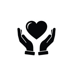 Fototapeta premium A simple black and white depiction of two hands gently cradling and protecting a solid black heart shape above them