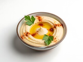 Creamy Hummus with Olive Oil and Parsley
