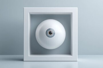 Square Biometric Scan Frame Surrounding Smooth Eye Sphere for Identity Verification and Security