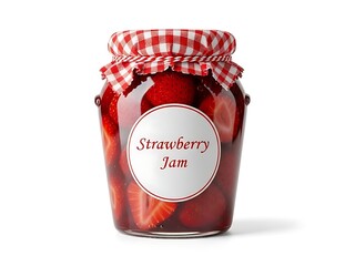 Preserved Strawberry Jam in Glass Jar