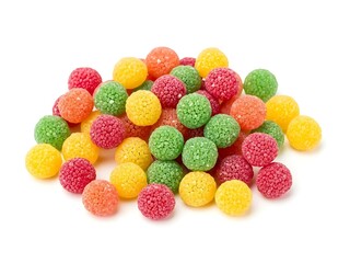 Colorful round candies or sweets on white background
