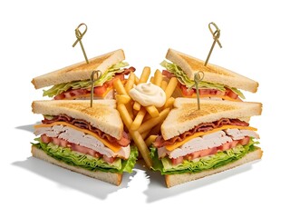 Club Sandwiches with French Fries