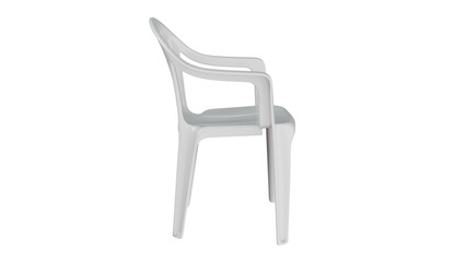 Modern white chair with sleek design on black background
