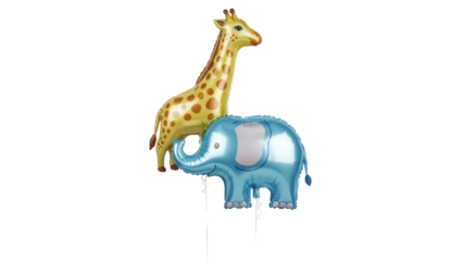 Isolated Giraffe & Elephant Balloons for Baby Shower or Birthday Party Decorations Helium Filled