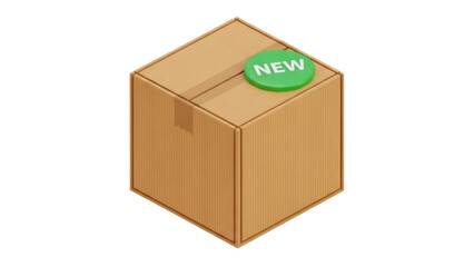 Obraz premium Isolated New Product Brown Carton Box, Deliveries, Commerce, and Business Logistics