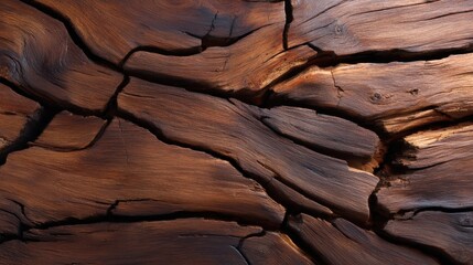 A detailed close-up of a wooden surface displaying intricate textures and natural cracks, emphasizing the beauty of organic materials and rustic charm.