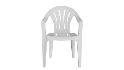 Modern white plastic chair on black background