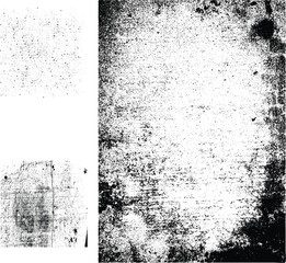 Abstract Black and White Grunge Texture Vector Set, Distressed Noise Overlay, Rough Ink, Dust and Scratch Background for Design