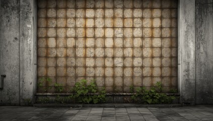 Tile-covered wall serving as a practical backdrop for layout or signage