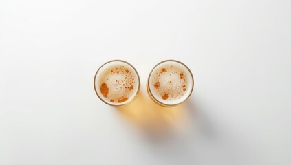 Lager with frothy head in glasses, suitable as a beverage layout backdrop, International Beer Day