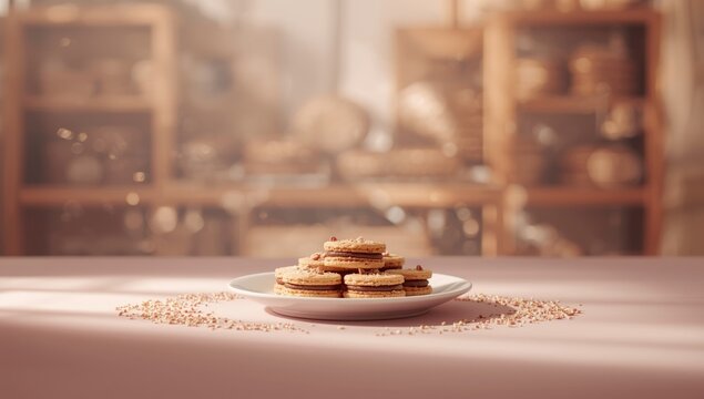 Hazelnut biscuits baci di dama or ladys kisses, classic Italian treat with two cookies and chocolate cream, Food & Drink