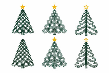 A collection of decorative christmas trees in various artistic styles