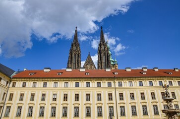 Obraz premium Czech Republic, Prague September 6, 2025, The castle on Hradčany in Prague with St. Vitus Cathedral in the background