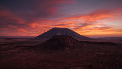 Martian desert scene during sunset highlighting volcanic rocks and crater formation, ideal for editorial header backgrounds