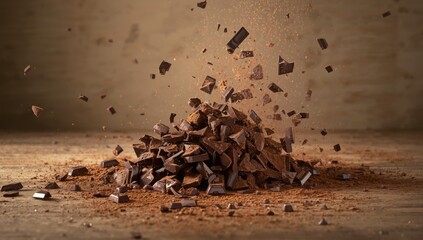 Chocolate bar fragments on a surface, illustrating food preparation and contamination risks, National Chocolate Day