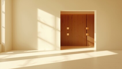 Sunbeams pass through openings and channels onto pale walls, producing a textured light pattern ideal for UI or editorial backgrounds, Earth Day