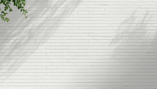 Clinker stone brick wall painted white serving as a backdrop for UI or graphic layout, neutral background