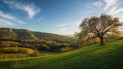 Fototapeta premium View of rolling hills in Reggio Emilia, emphasizing agricultural landscape for rural development