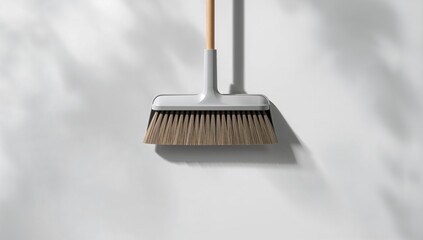 Poly Fiber broom and dustpan set arranged on white background, suitable for routine cleaning tasks and safety compliance