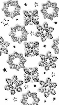 white background with grey and black floral pattern ramadan ornament