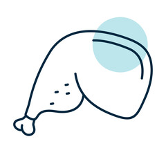 Roasted Chicken Leg Minimal Flat Illustration