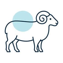 White Ram Sheep Minimal Line Icon