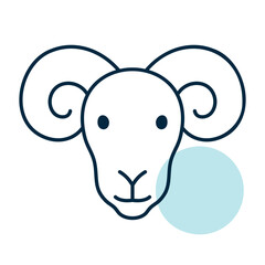 Ram Head with Horns Flat Line Icon