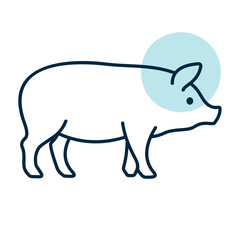 Domestic Pig Side View Flat Line