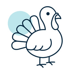 Cute Turkey Bird Minimal Line Icon