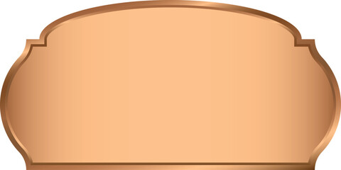 Blank Decorative Copper Frame With Rounded Corners. Bronze Signage Mockup and template design.