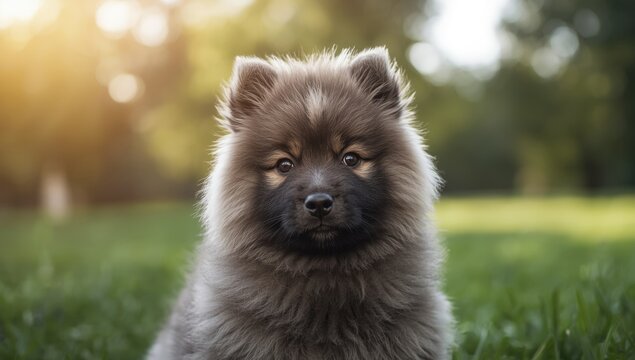Keeshond breed portrait coat color and facial features, pet care documentation