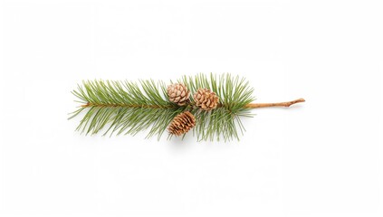 Detailed view of pine cones and needles on a pine branch, emphasizing natural textures for background or layout design