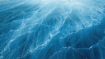 Cracked ice pattern on a blue surface, used as a background for text and layout, Earth Day
