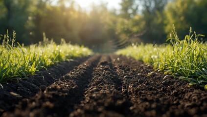Rich black soil surface prepared for planting, highlighting soil fertility and early crop cultivation
