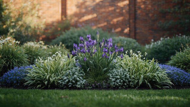 Border perennial garden showcasing seasonal bloom patterns for garden maintenance planning