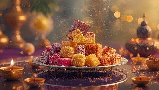 Indian milk-based Mithai prepared for celebrations such as Dussehra and Indian wedding feasts, highlighting cultural cuisine