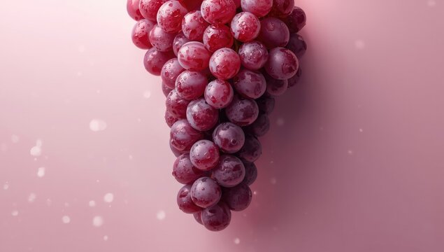 Cluster of red grapes on vine, highlighting seasonal fruit ripening process
