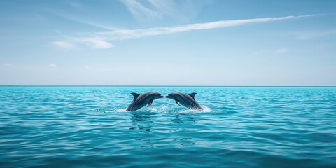 Wild bottlenose dolphin swimming in open water, marine life conservation awareness