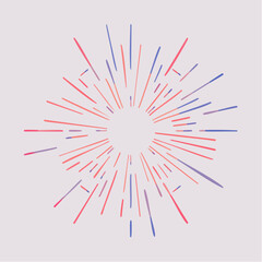 Obraz premium Minimalist burst design with red and blue lines emanating from a central point