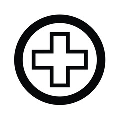 Obraz premium Black medical cross icon on white background