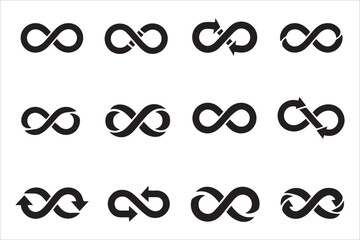 Vector  Unlimited infinity collection icons set in flat style