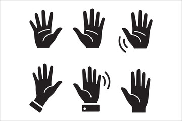 Obraz premium Vector Hand hello, bye hand, welcome, goodbye , Waving hand icons set
