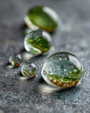 Close-up hydrophobic surface showing distinct beading droplets on coating test panel in lab