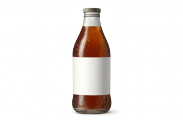 Cold beverage in glass bottle on transparent background isolated shot