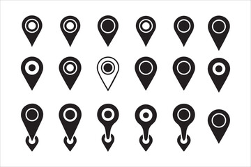 Vector Map marker pointer , GPS location symbol collection , Map pin place marker. Location icons set in flat style