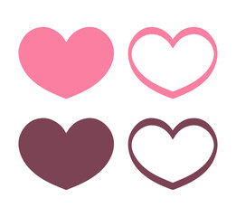 simple heart love symbols set flat vector romantic design